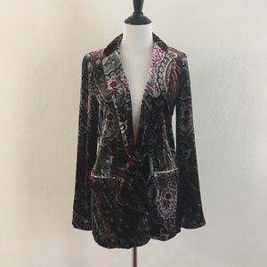 Zara Floral Velvet Blazer